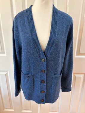 Pendleton Blue Washable Shetland Wool Boyfriend Cardigan Size MP